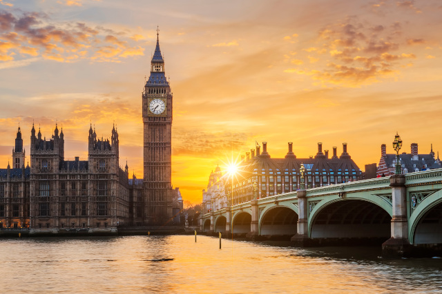 a bridge in London at sunset