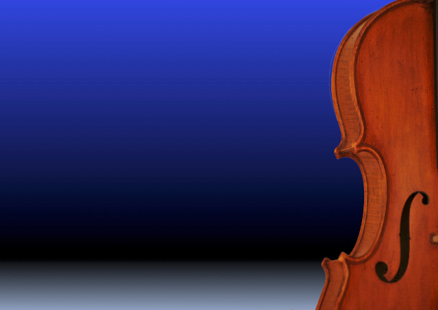 violin profile against blue gradient background