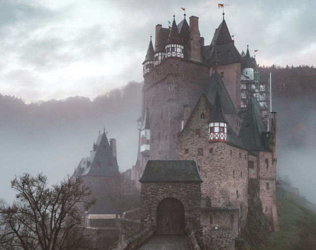 castle at dusk
